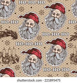 Christmas pattern with Santa Claus.  Vector background for textile, wrapping paper and other printing and web projects.