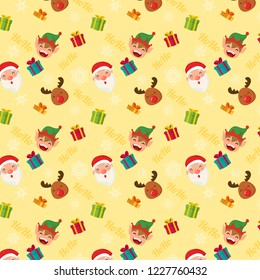 Christmas pattern. Santa Clous Reindeer and Elf
