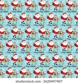 Christmas pattern with Santa and reindeer