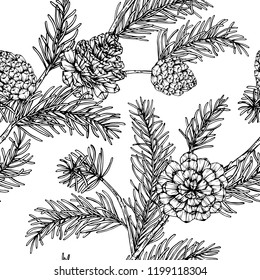 Christmas pattern seamless background. with pine corn illustration.