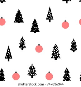 Christmas pattern - seamless background texture. Christmas tree vector.