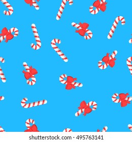 Christmas pattern seamless with cartoon lollipop with bow