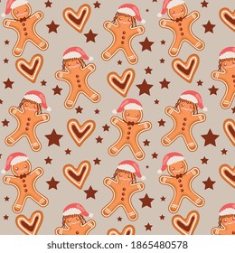 christmas pattern seamless with gingerbreads and cookies