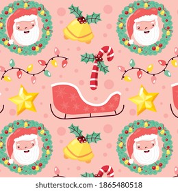 christmas pattern seamless with santa and christmas elements