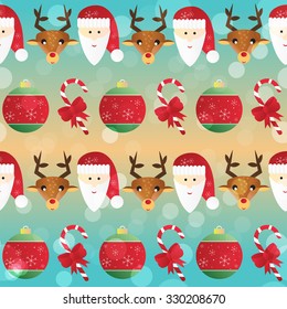 Christmas pattern. Seamless texture with Santa and reindeer. Winter theme