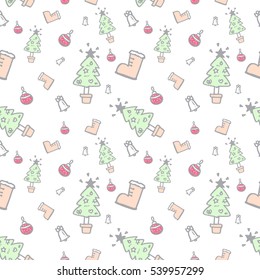 Christmas pattern seamless vector on white background