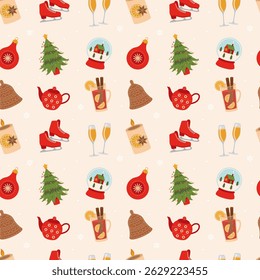 Christmas pattern seamless. Seamless pattern with christmas and winter elements.