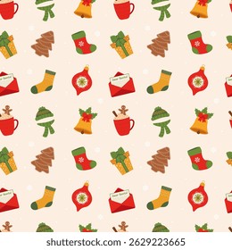 Christmas pattern seamless. Seamless pattern with christmas and winter elements.