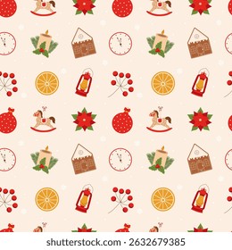 Christmas pattern seamless. Seamless pattern with christmas and winter elements.