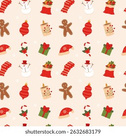 Christmas pattern seamless. Seamless pattern with christmas and winter elements.