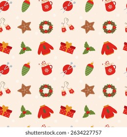 Christmas pattern seamless. Seamless pattern with christmas and winter elements.
