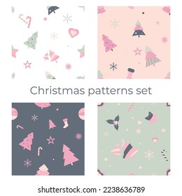 Christmas pattern set. Background texture.
