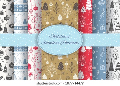 Patrón de Navidad ambientado en estilo doodle