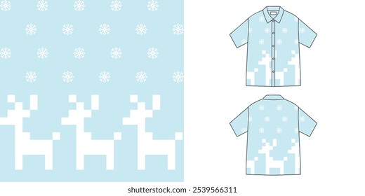 Camisa padrão de Natal ou camisa de Natal, Vetor sobre o padrão de pixel para fazer tecido ou fundo.