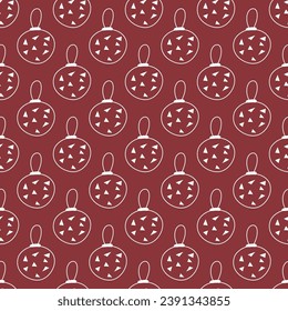 Christmas pattern with simple ball for greeting card. Happy new year fabric, wrap