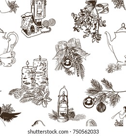 christmas pattern sketch drawn