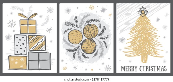 Christmas pattern in sketch style. Hand drawn.