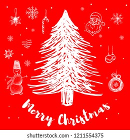 Christmas pattern in sketch style. Hand drawn.