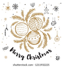 Christmas pattern in sketch style. Hand drawn.