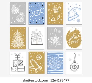 Christmas pattern in sketch style. Hand drawn.