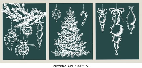 Patrón navideño al estilo de boceto. Ilustración dibujada a mano.