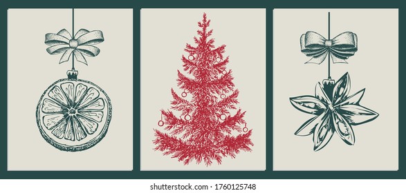 Patrón navideño al estilo de boceto. Ilustración dibujada a mano.