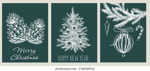 Patrón navideño al estilo de boceto. Ilustración dibujada a mano.