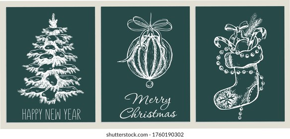 Christmas pattern in sketch style. Hand drawn illustration.