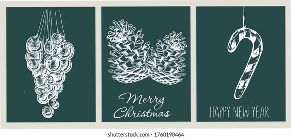 Christmas pattern in sketch style. Hand drawn illustration.