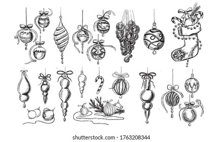 Christmas pattern in sketch style. Hand drawn illustration.