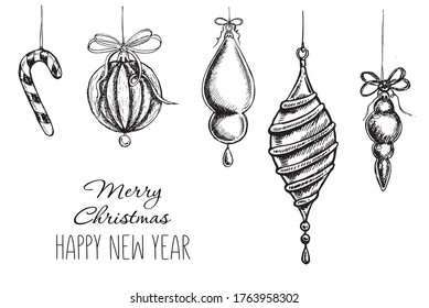 Patrón navideño al estilo de boceto. Ilustración dibujada a mano.