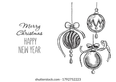 Christmas pattern in sketch style. Hand drawn illustration.	