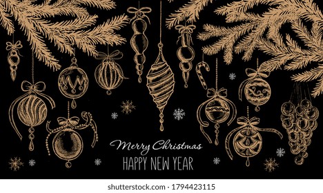 Weihnachtsmuster im Skizzenstil. Handgezeichnete Illustration.	