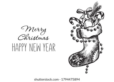 Patrón navideño al estilo de boceto. Ilustración dibujada a mano.	