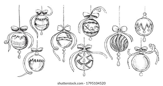 Christmas pattern in sketch style. Hand drawn illustration.	