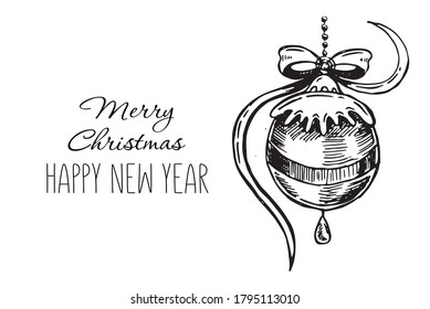 Patrón navideño al estilo de boceto. Ilustración dibujada a mano.	