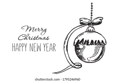 Christmas pattern in sketch style. Hand drawn illustration.	