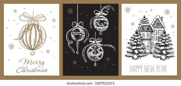 Weihnachtsmuster im Skizzenstil. Handgezeichnete Illustration.