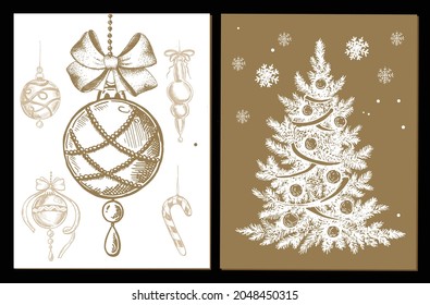 Christmas pattern in sketch style. Hand drawn illustration.	
