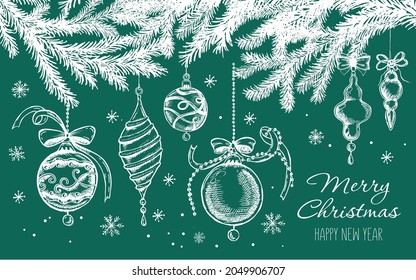 Christmas pattern in sketch style. Hand drawn illustration.
