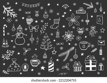 Christmas pattern in sketch style. Hand drawn illustration converted to vector.