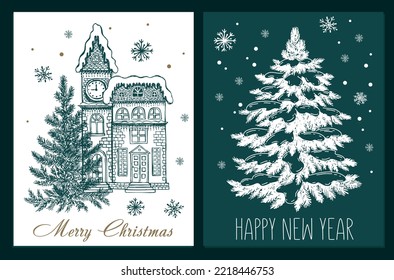 Christmas pattern in sketch style. Hand drawn illustration.