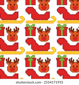 Christmas pattern with sleighs and reindeer Vector