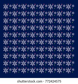 Christmas pattern snow flakes on blue background vector design