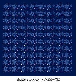 Christmas pattern snow flakes on blue background