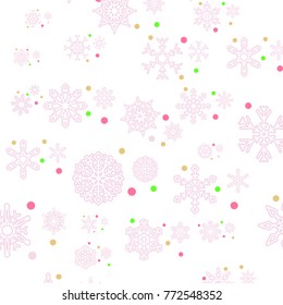 Christmas pattern snow flakes pink vector design