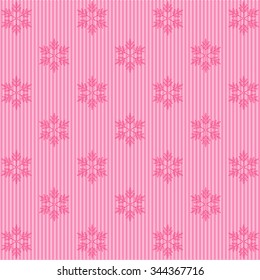 christmas pattern snowflake background in pink. Vector.