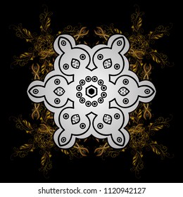 Christmas pattern with snowflakes abstract background. Vector illustration. Holiday design for Christmas and New Year fashion prints. Black, white and brown colors.