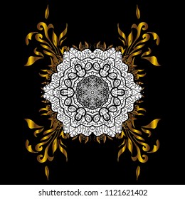 Christmas pattern with snowflakes abstract background. Vector illustration. Black, white and brown colors. Black, white and brown snowflakes. Holiday design for Christmas and New Year fashion prints.