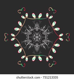 Christmas pattern with snowflakes abstract background. Vector. Gray, white and pink gray, white and pink colors. Gray, white, pink snowflakes. Holiday design for Christmas and New Year fashion prints.